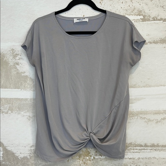 Double Zero Tops - Double Zero Gray Women's Top with Twist Detail Mystical Medium